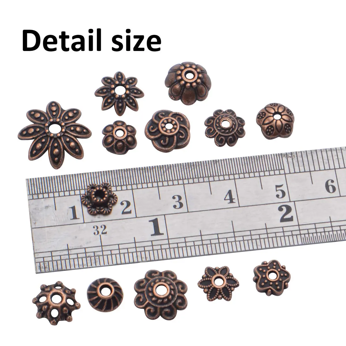 BronaGrand Bead Caps 100g Antique Copper | Metal Jewelry Spacers for Crafting - view 5