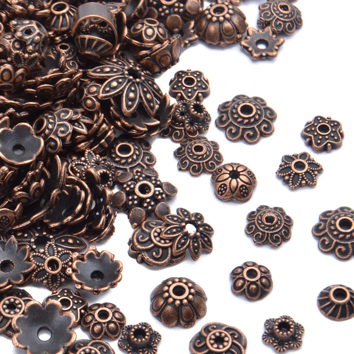 BronaGrand Bead Caps 100g Antique Copper | Metal Jewelry Spacers for Crafting - view 3