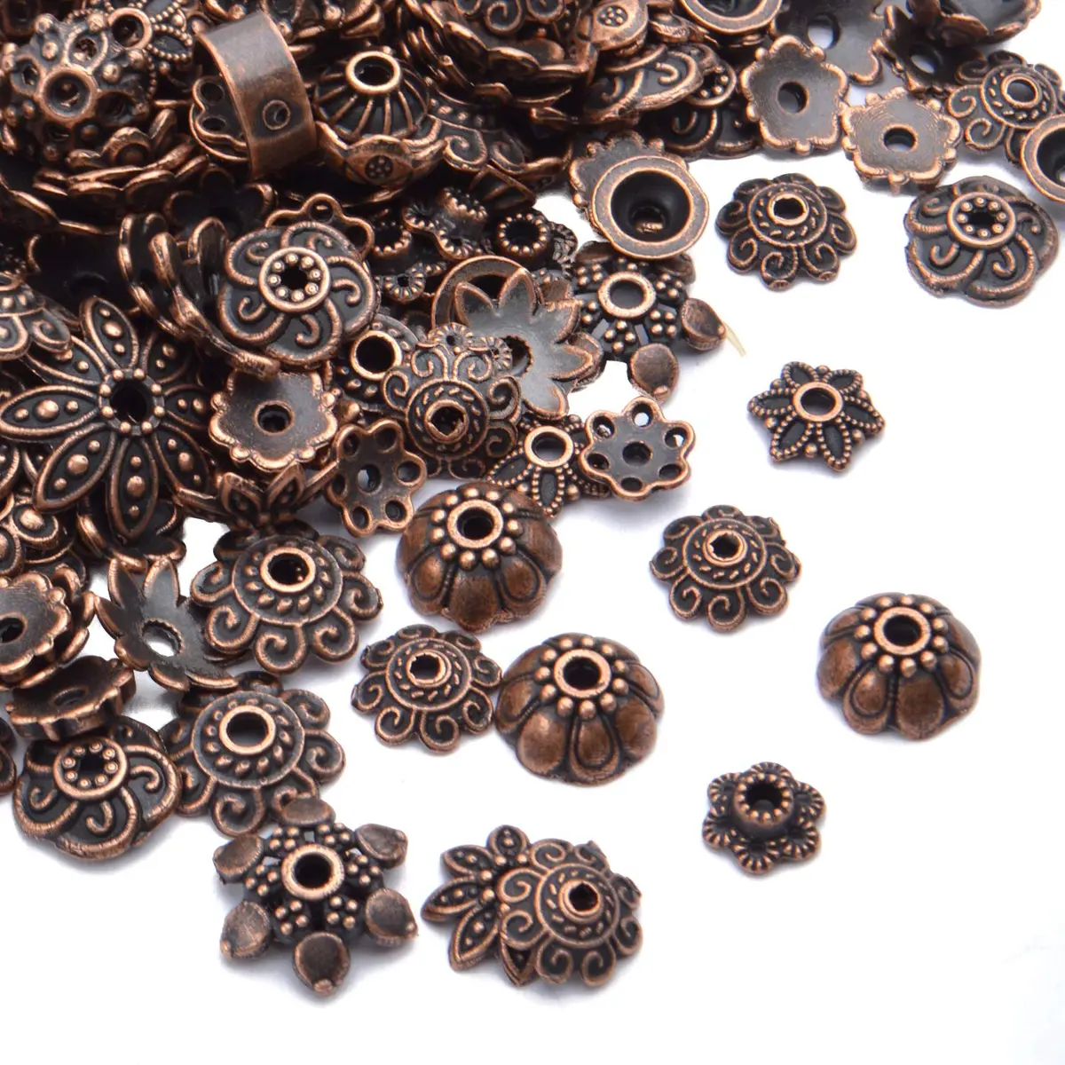 BronaGrand Bead Caps 100g Antique Copper | Metal Jewelry Spacers for Crafting - view 4