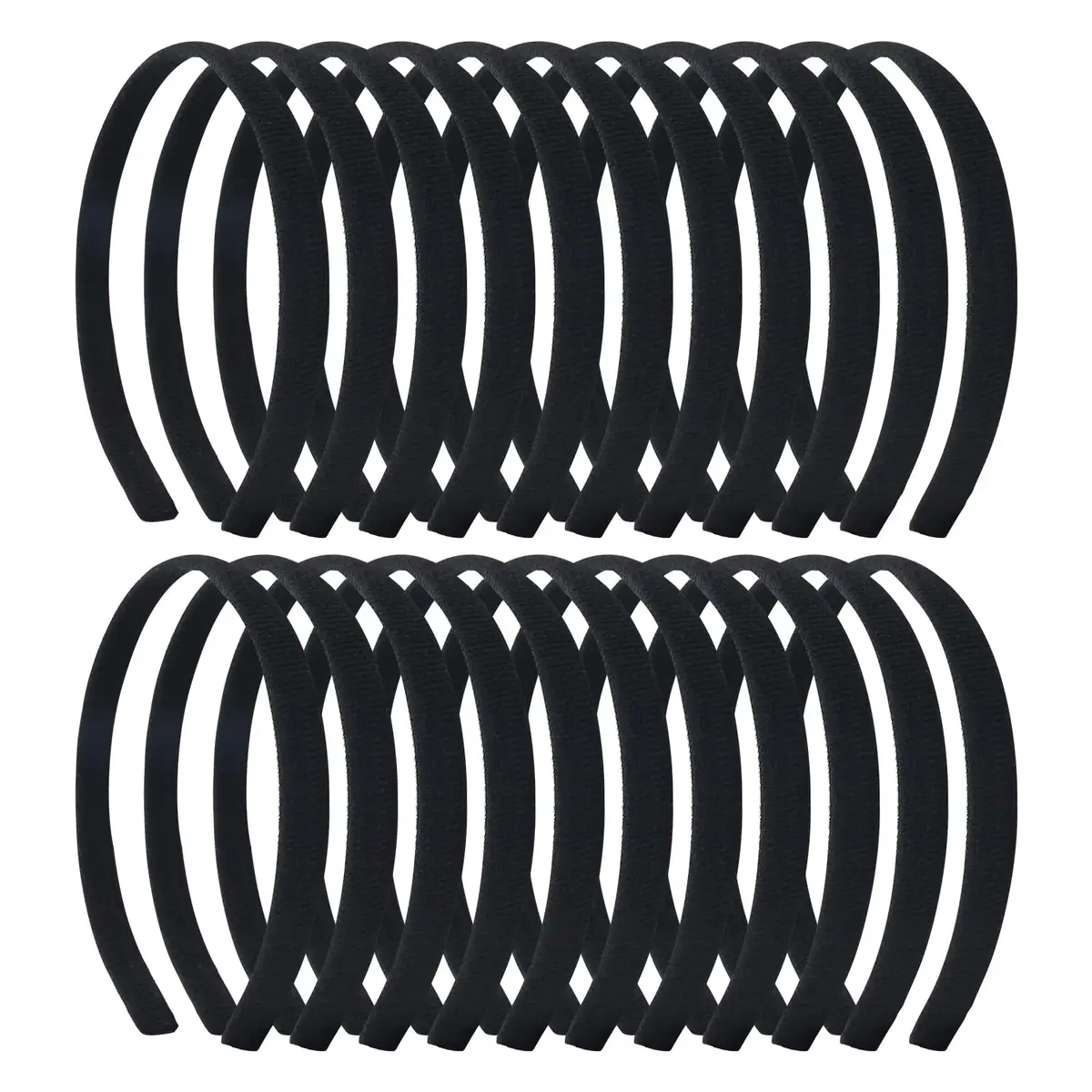 Lawie 20 Pack 0.6 Inch Black Cloth Headbands | Unisex Thin Plastic Hair Hoop for Women Girls - main product image