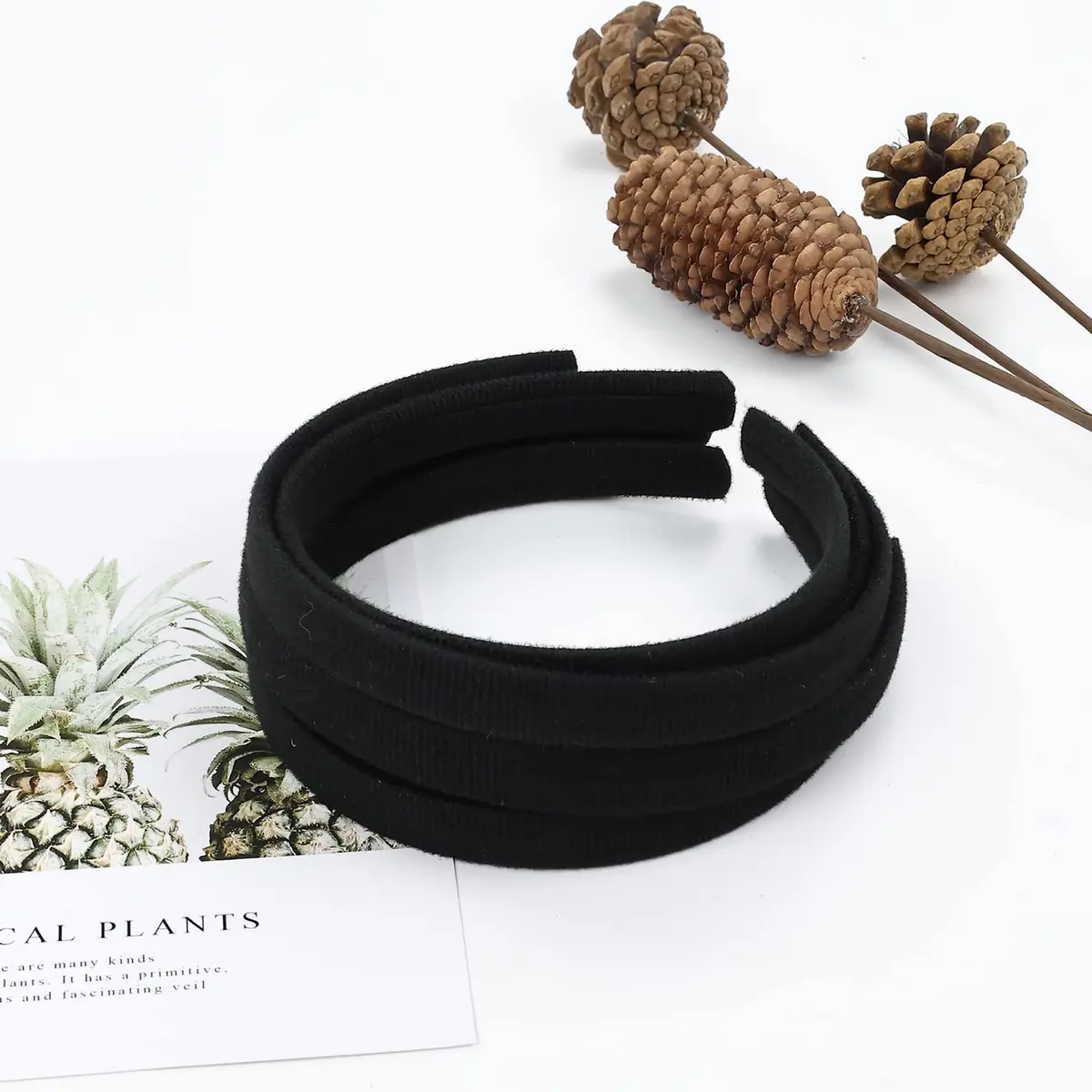 Lawie 20 Pack 0.6 Inch Black Cloth Headbands | Unisex Thin Plastic Hair Hoop for Women Girls - view 8