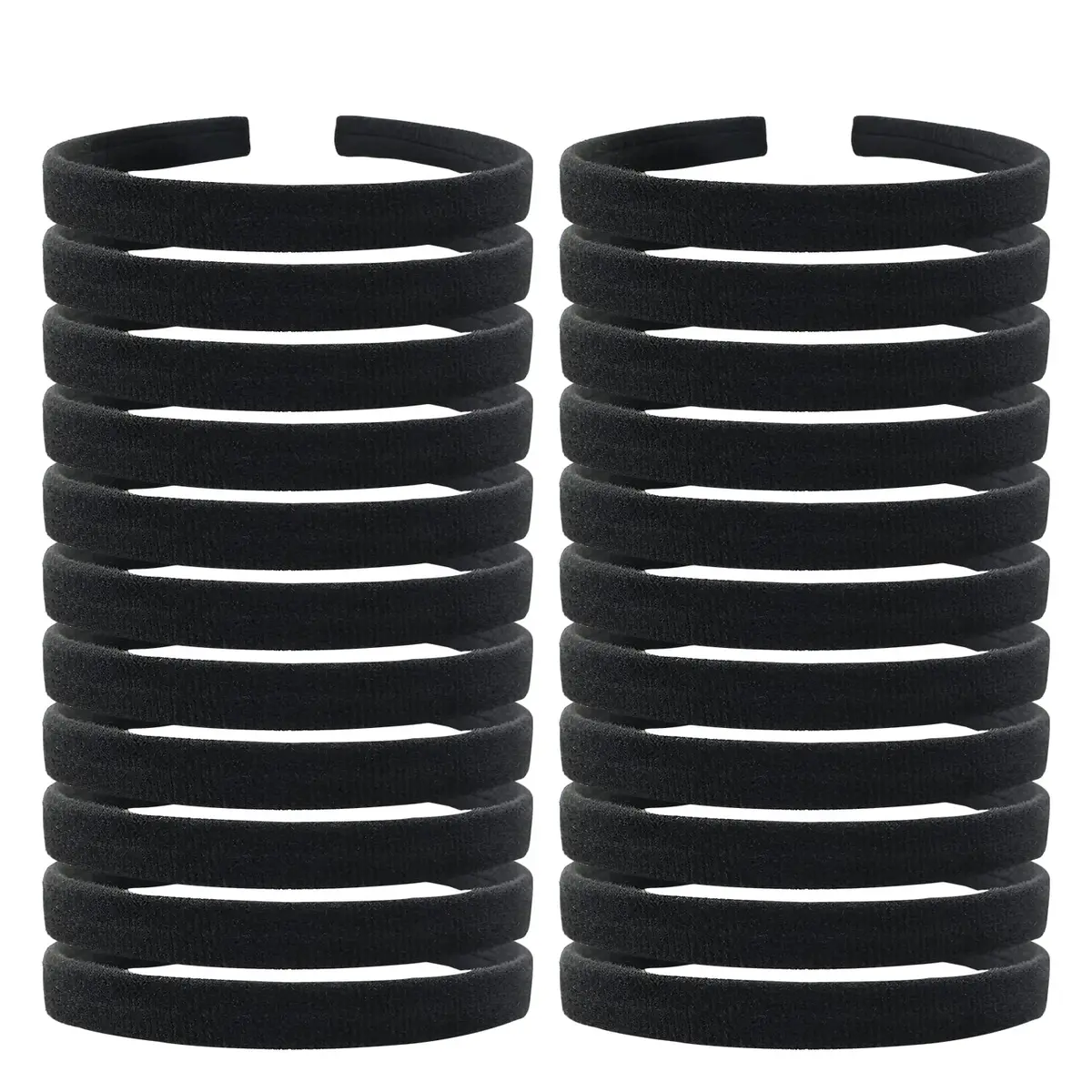 Lawie 20 Pack 0.6 Inch Black Cloth Headbands | Unisex Thin Plastic Hair Hoop for Women Girls - view 2