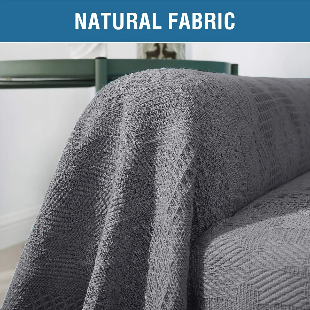 H.VERSAILTEX Cotton Sofa Cover Large | Thick Woven Jacquard with Tassels (71" x 102") - view 2