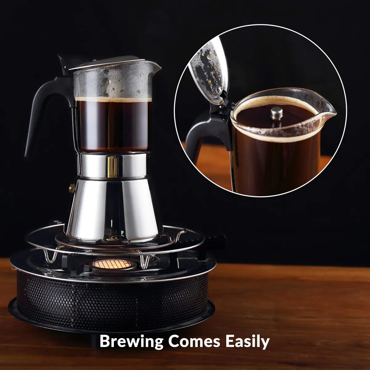 Geesta 6 Cup Stainless Steel Stovetop Espresso Moka Pot | 240ml (8.5oz) for Rich Coffee - view 6