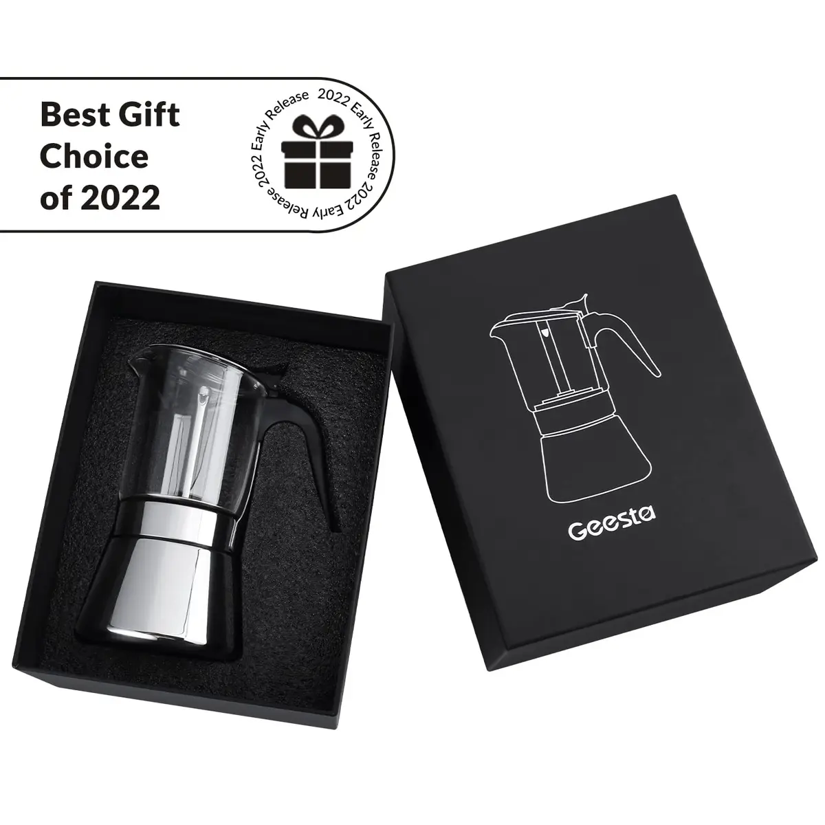 Geesta 6 Cup Stainless Steel Stovetop Espresso Moka Pot | 240ml (8.5oz) for Rich Coffee - view 2