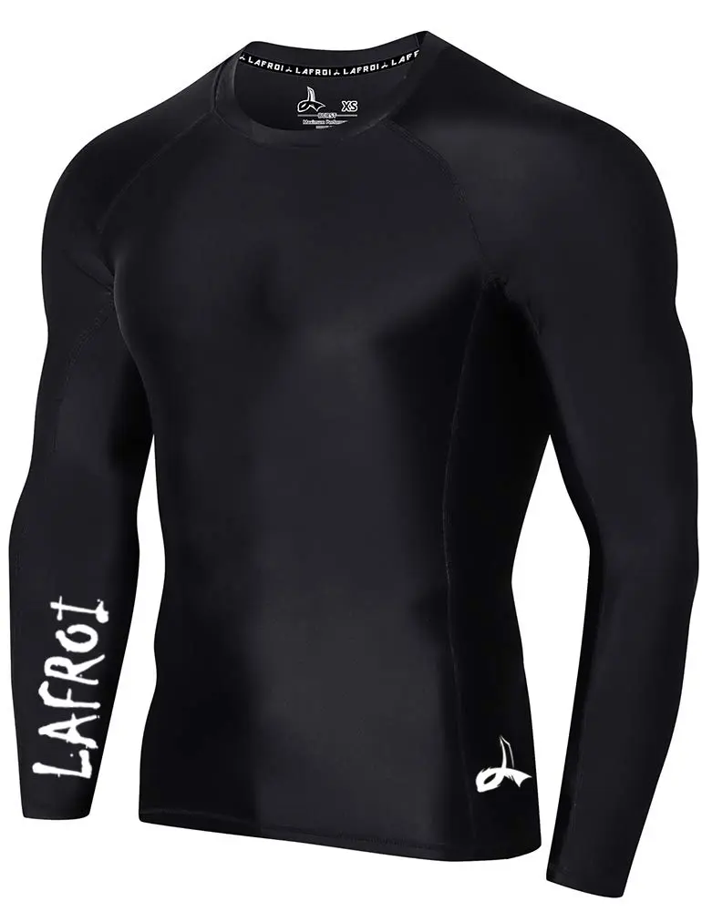 LAFROI Men's Long Sleeve UPF 50+ Baselayer Skins Performance Fit Compression Rash Guard-CLYYB Asym Black Size LG - main product image
