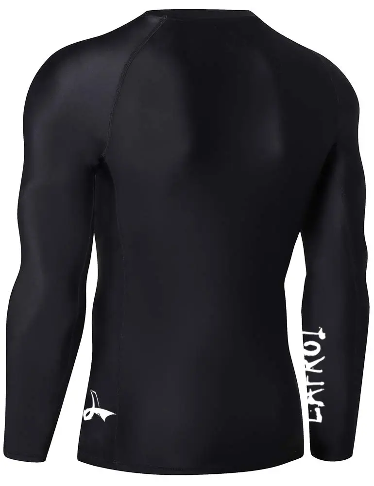 LAFROI Men's Long Sleeve UPF 50+ Baselayer Skins Performance Fit Compression Rash Guard-CLYYB Asym Black Size LG - view 6