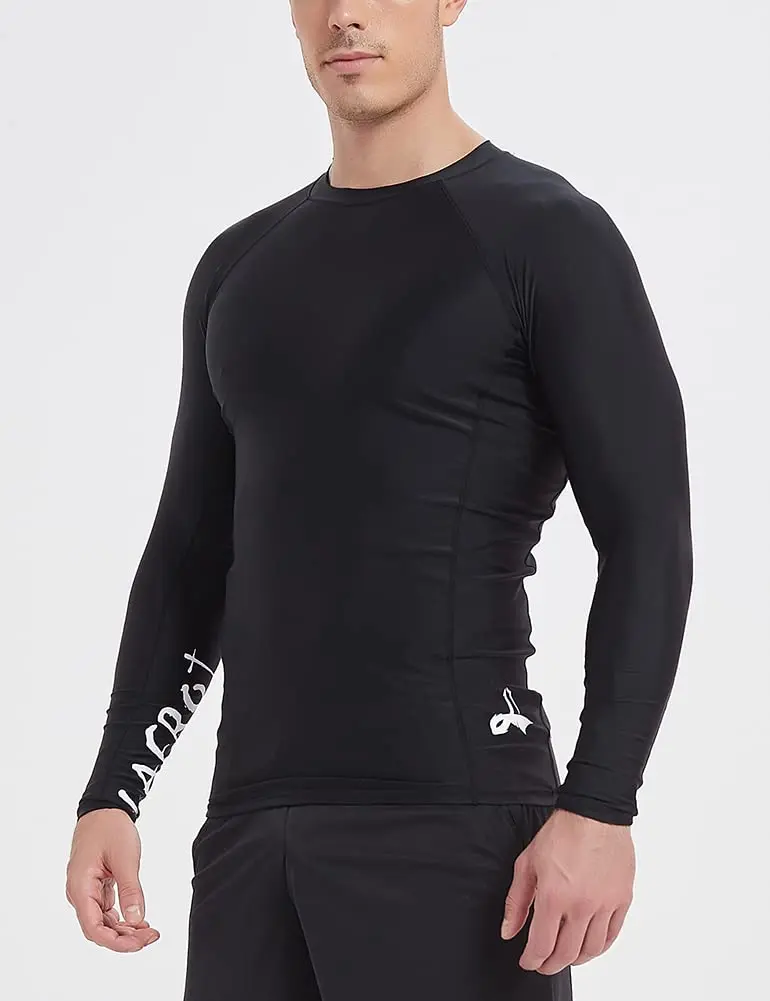 LAFROI Men's Long Sleeve UPF 50+ Baselayer Skins Performance Fit Compression Rash Guard-CLYYB Asym Black Size LG - view 2