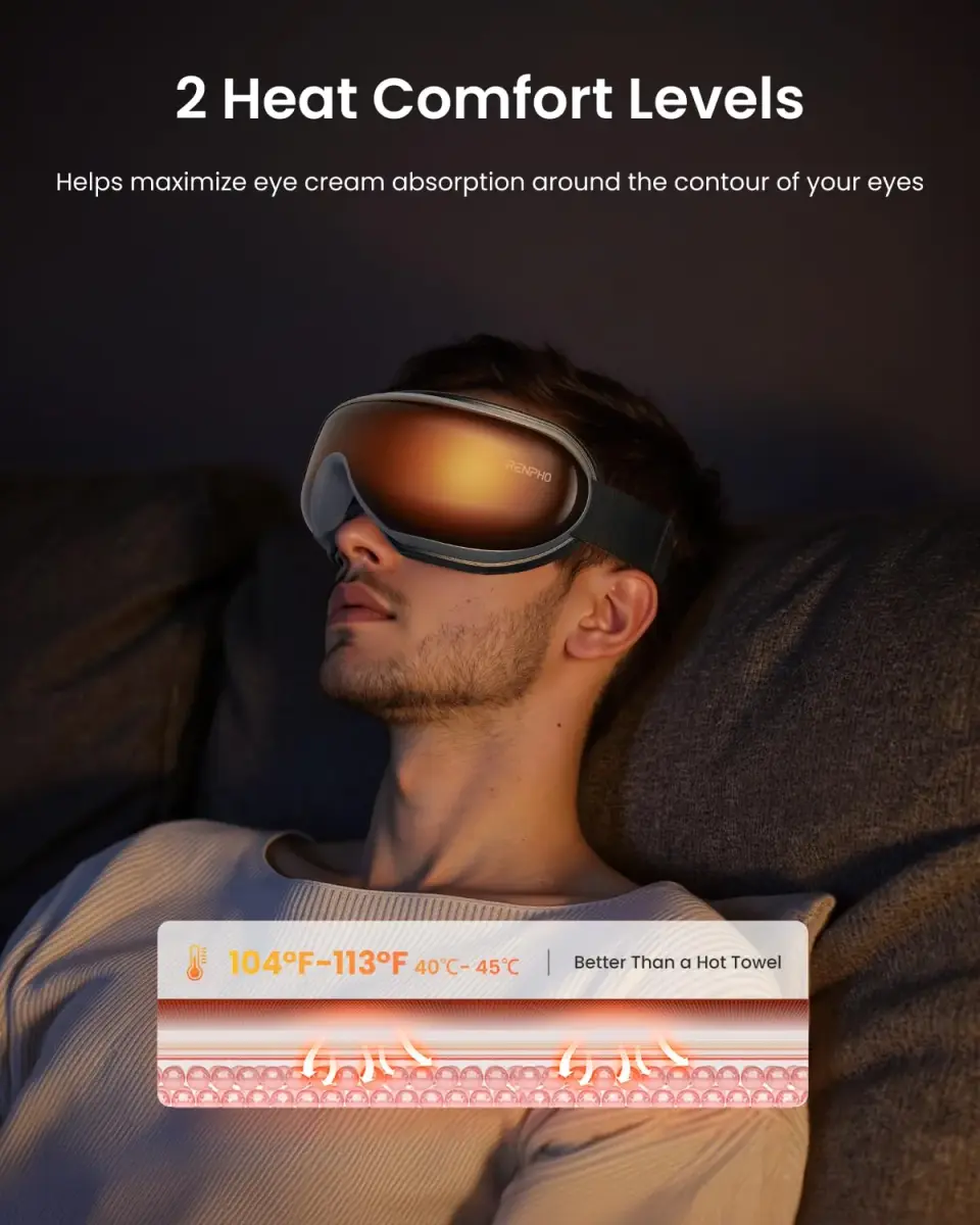 RENPHO Eyeris 1 Eye Massager with Heat & Remote Control | 104-113℉ (40-45℃) Heated Massage - view 2