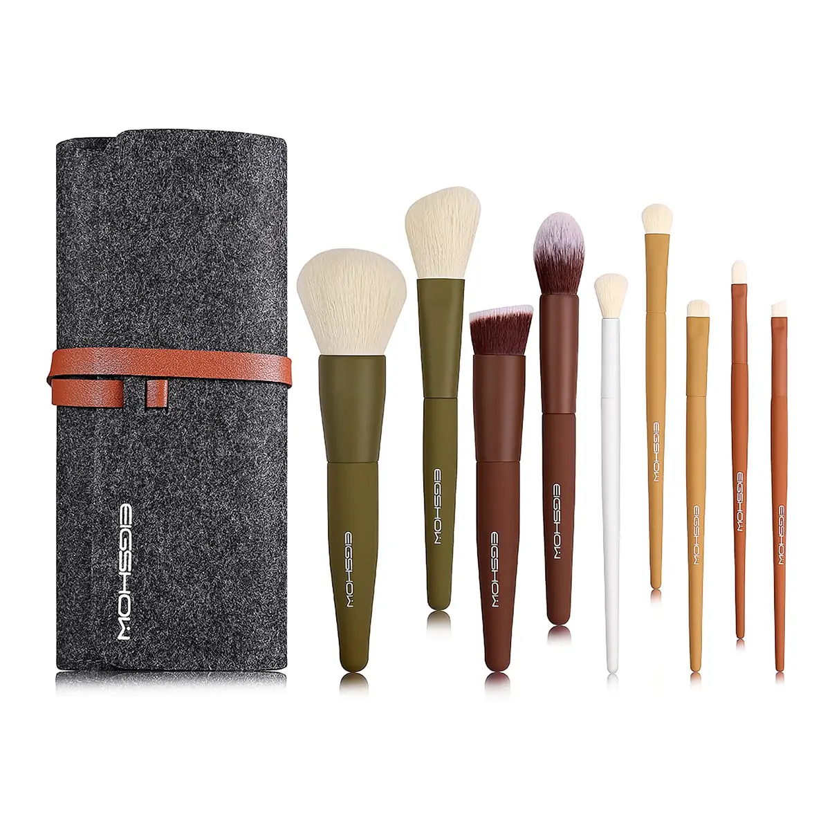 EIGSHOW Makeup Brushes 5 Colors | Ultra Soft Synthetic Kabuki Brush Set for Powder, Blush, Concealers, Contouring, Highlighting - main product image