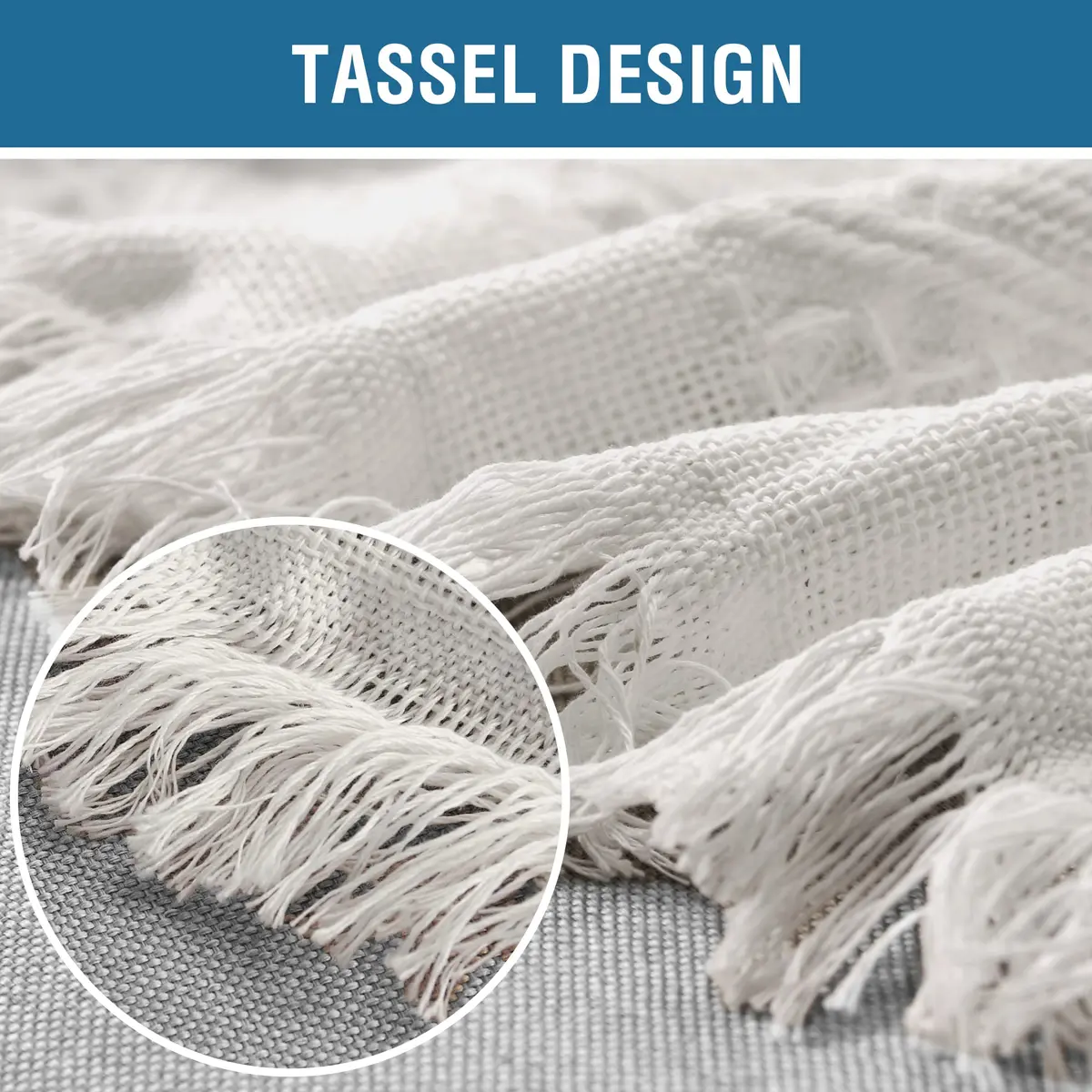 H.VERSAILTEX Cotton Jacquard Sofa Cover XX-Large 231cm (91") x 340cm (134") | Thick Woven Geometric Pattern with Tassels - view 6