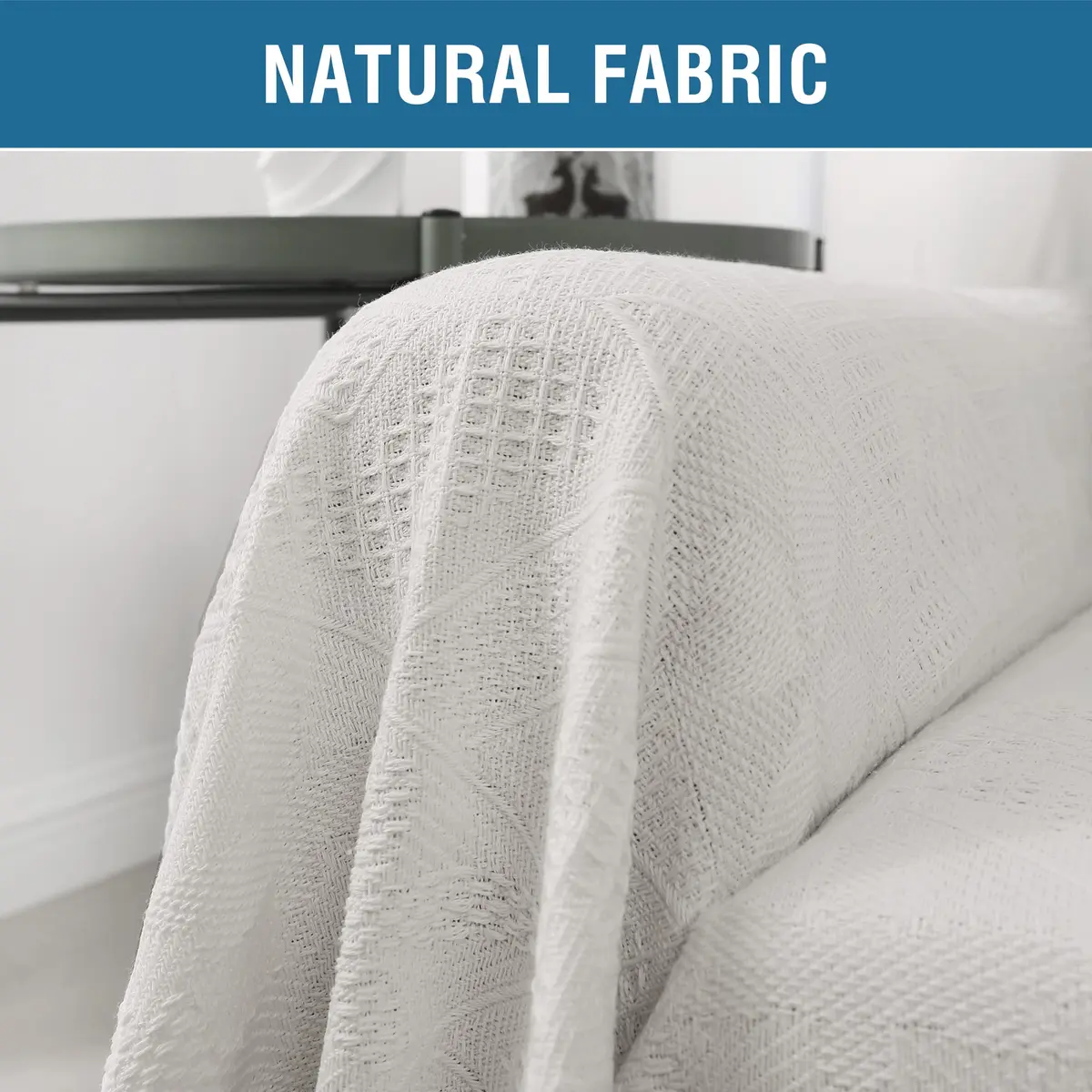 H.VERSAILTEX Cotton Sofa Cover Medium 180cm x 231cm (71" x 91") | Thick Woven Jacquard with Tassels - view 2