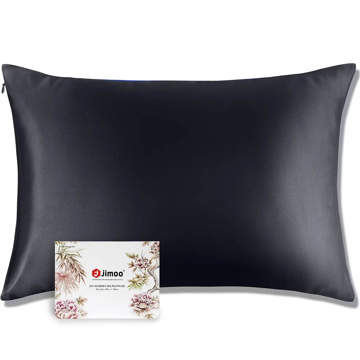 J JIMOO 100% Mulberry Silk Pillowcase for Hair and Skin | Breathable 19 Momme King Size 20"×36" Dark Grey - main product image