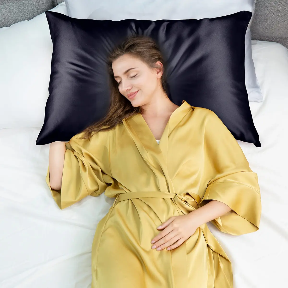 J JIMOO 100% Mulberry Silk Pillowcase for Hair and Skin | Breathable 19 Momme King Size 20"×36" Dark Grey - view 6