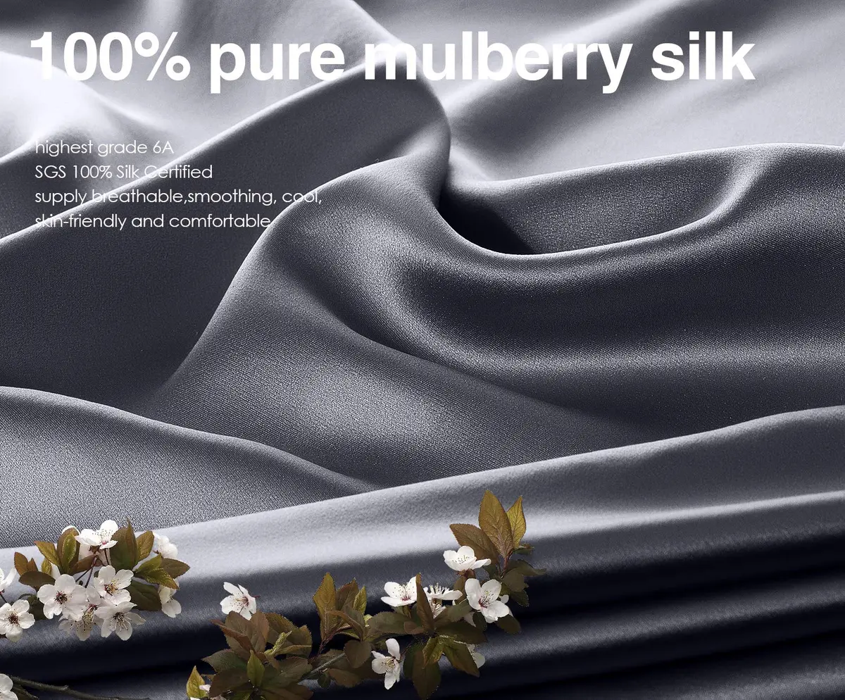 J JIMOO 100% Mulberry Silk Pillowcase for Hair and Skin | Breathable 19 Momme King Size 20"×36" Dark Grey - view 2