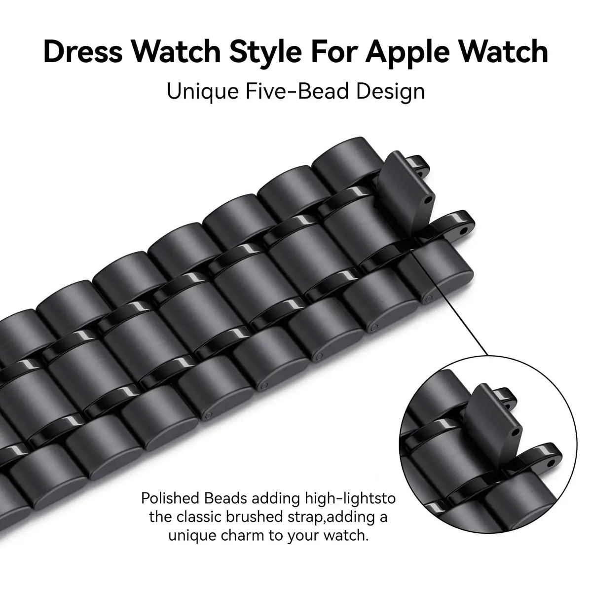 Bestig Stainless Steel Metal Band Compatible with Apple Watch Series 1-11, Ultra 3/2/1, SE 3/2/1 (42/44/45/46/49mm) | Adjustable Link Bracelet - view 2