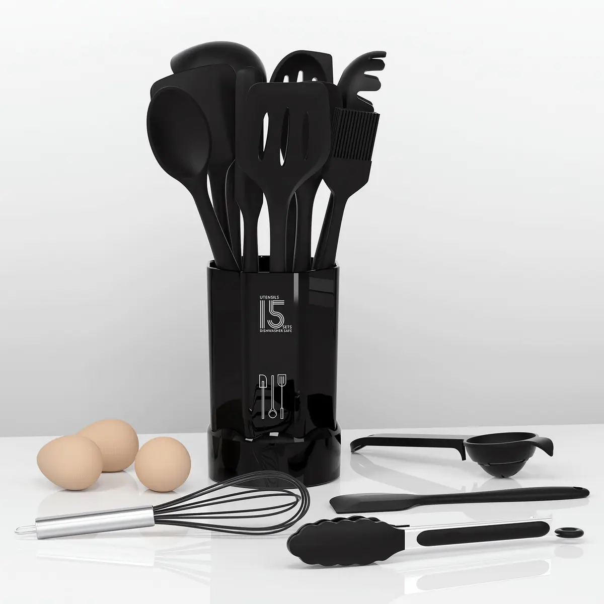 AOTHOD Silicone Cooking Utensils Set - Heat Resistant 446°F | BPA Free Kitchen Gadgets - view 6