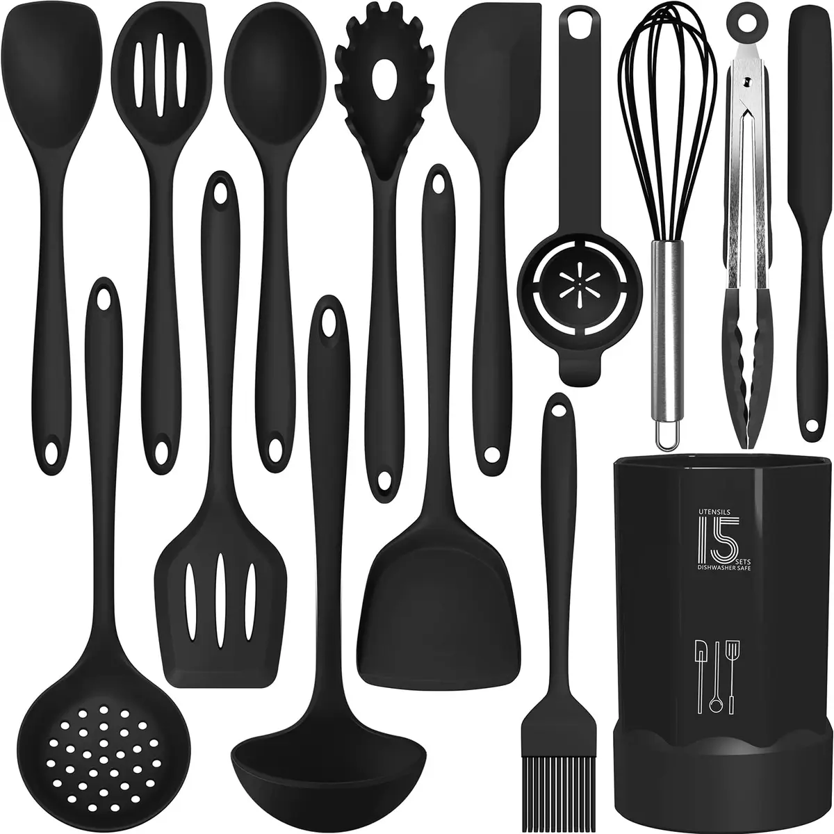 AOTHOD Silicone Cooking Utensils Set - Heat Resistant 446°F | BPA Free Kitchen Gadgets - main product image