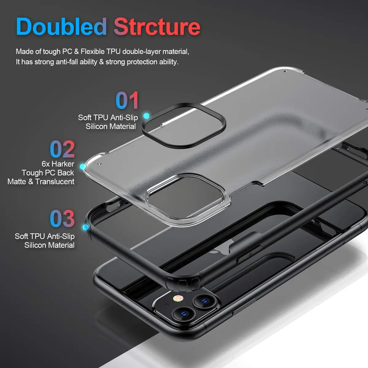 ORIbox Case Compatible with iPhone 11 | Translucent Matte, Shatterproof & Scratch Resistant - view 3