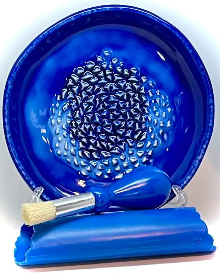 BonCera Ceramic Garlic Grater Plate 4-Piece Set - Blue Ocean Glazed | Versatile Kitchen Tool for Garlic, Ginger & Fruits - main product image