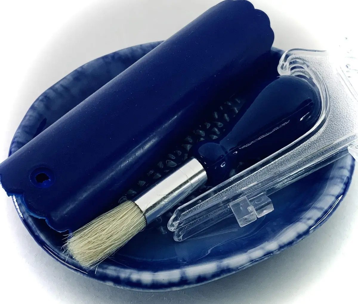 BonCera Ceramic Garlic Grater Plate 4-Piece Set - Blue Ocean Glazed | Versatile Kitchen Tool for Garlic, Ginger & Fruits - view 7