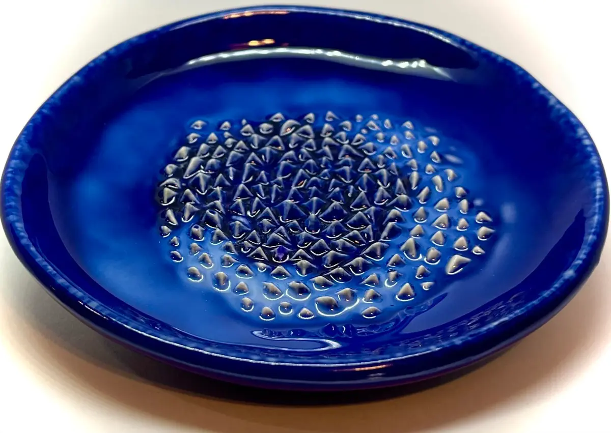 BonCera Ceramic Garlic Grater Plate 4-Piece Set - Blue Ocean Glazed | Versatile Kitchen Tool for Garlic, Ginger & Fruits - view 8