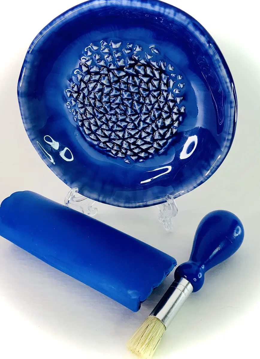 BonCera Ceramic Garlic Grater Plate 4-Piece Set - Blue Ocean Glazed | Versatile Kitchen Tool for Garlic, Ginger & Fruits - view 4