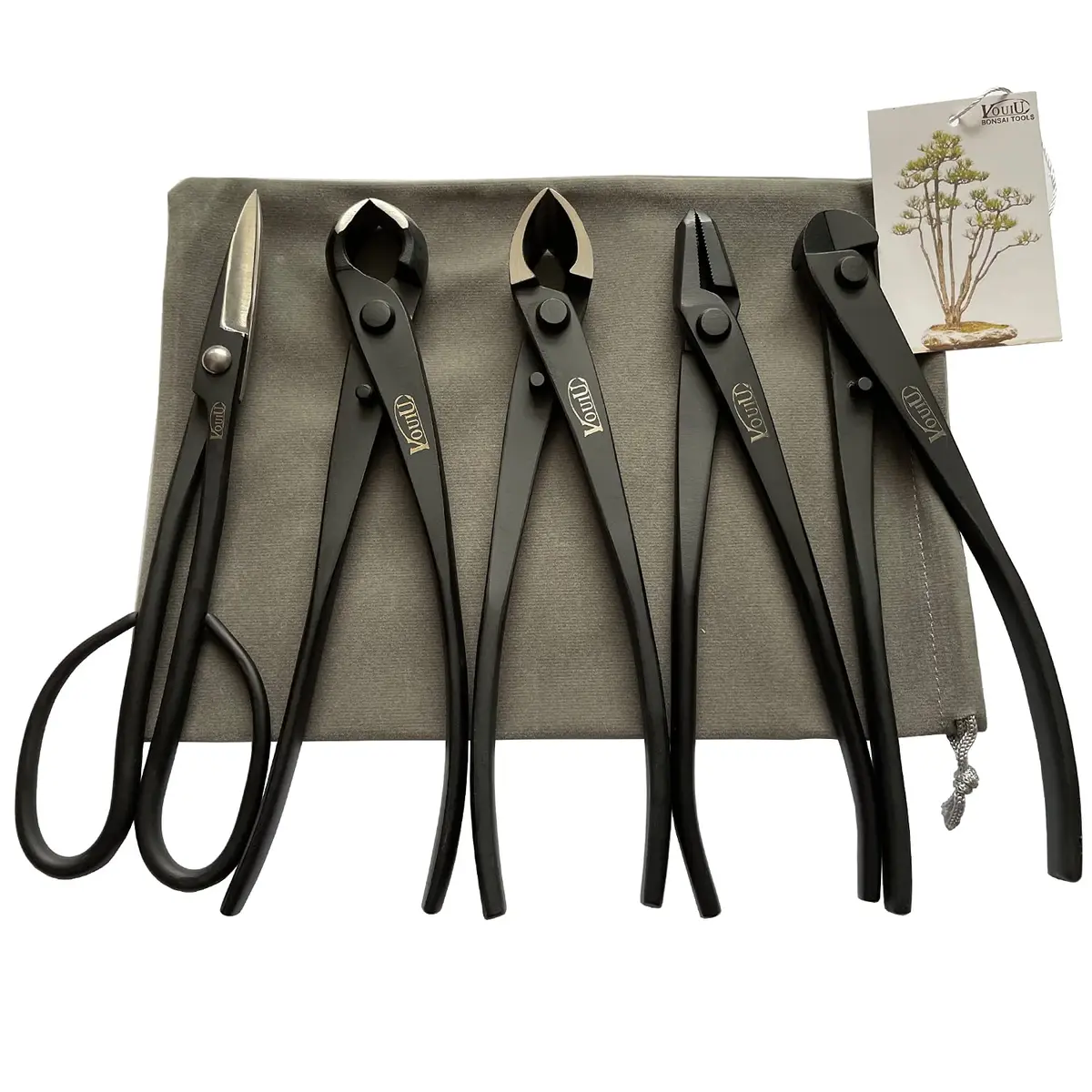VOUIU 5-Piece Bonsai Tool Set Stainless Steel 210mm | Precision Garden Tools for Bonsai Care - main product image