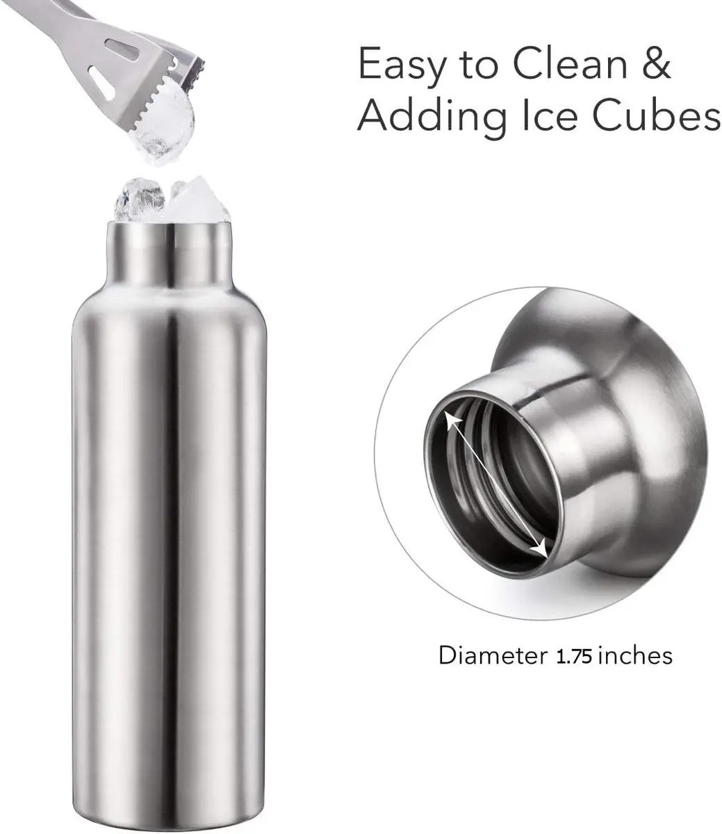 Gteller Double Walled Stainless Steel Vacuum Insulated Sports Water Bottle with Portable Stainless Lid, Wide Mouth (Blue 12oz) - view 2