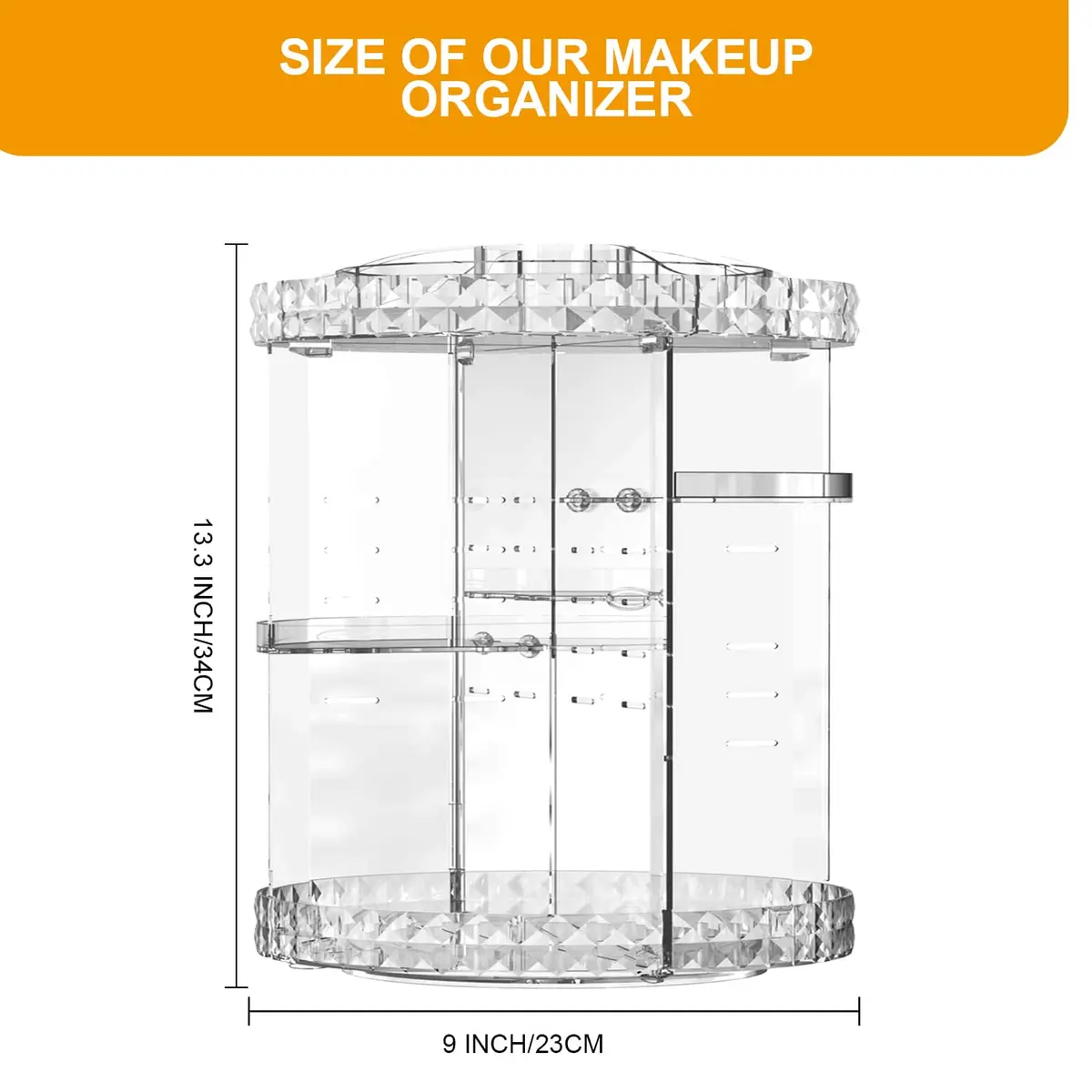 MISERWE 360 Rotating Makeup Organizer 4L (141 fl oz) Clear | Adjustable Layers for Cosmetics - view 2