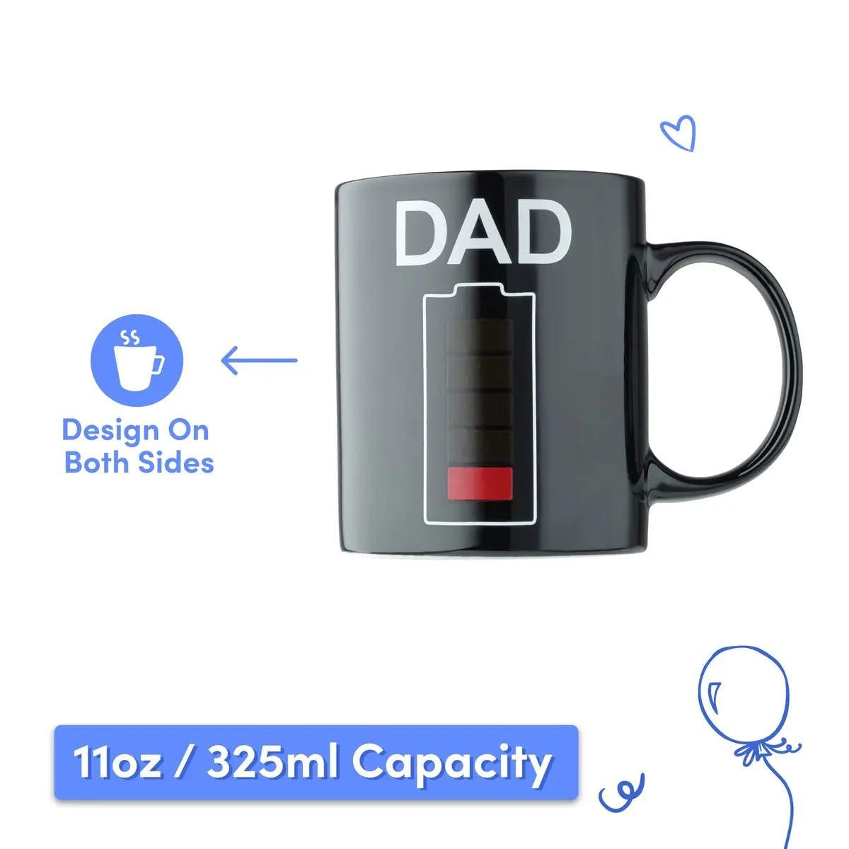 Light Autumn Changing Color Mug - Heat Activated Battery Design - 11oz Ceramic Coffee Cup | Gifts for Dad from Daughter - view 5