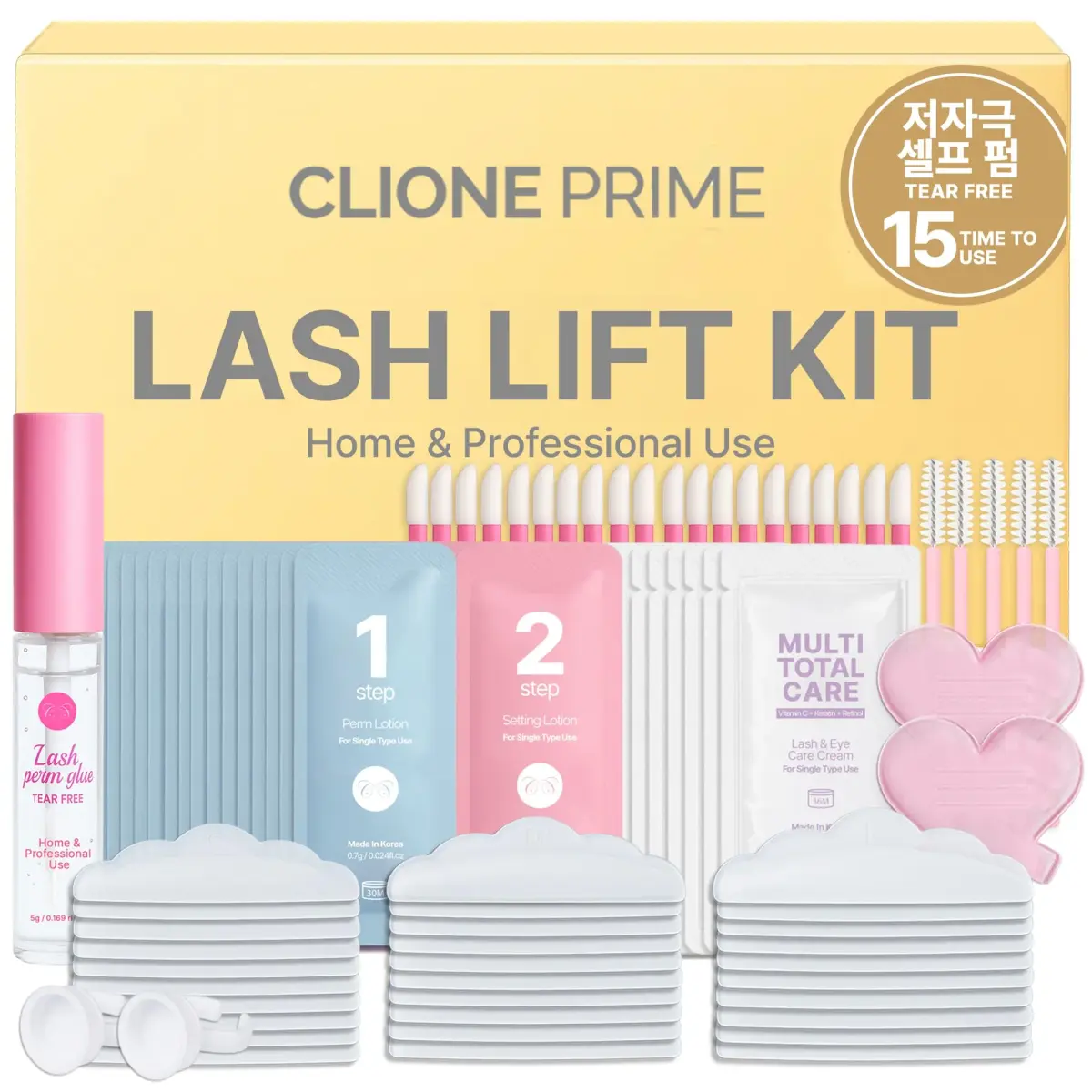 CLIONE PRIME Lash Lift Kit - Korean Cosmetic Product for Eyebrow Lamination & Eyelash Perming | 97 Piece Set - main product image