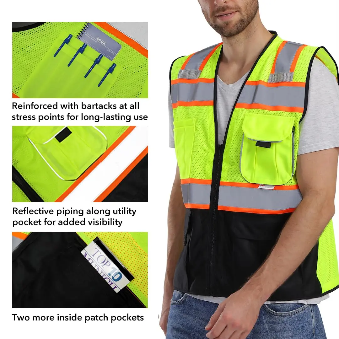 Dib Safety Reflective Safety Vest Made with 3M Tape, Yellow and Black S | ANSI Class 2, Heavy Duty Reflectivity - view 4