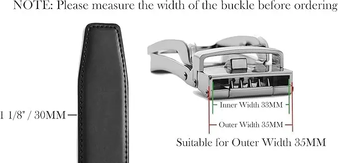 CHAOREN Ratchet Belt Replacement Strap 1 1/4" (32mm) Gun Black | Adjustable Genuine Leather Belt for Men - view 7