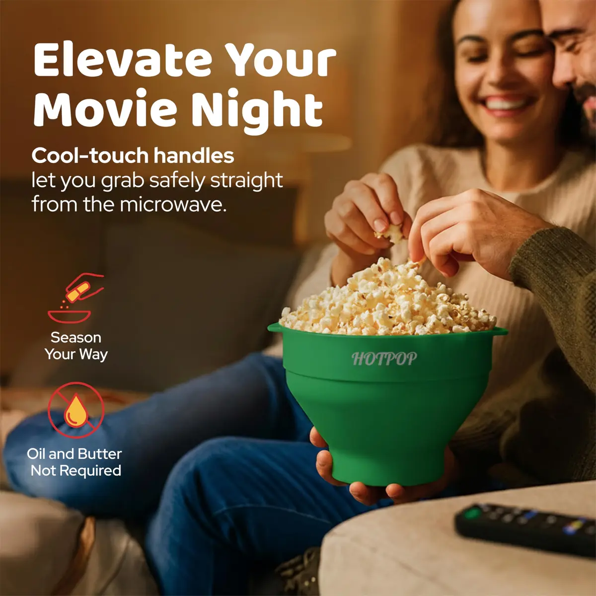 HOTPOP Microwave Popcorn Popper Silicone Bowl 20 Colors | Healthy Snack in Minutes - view 5
