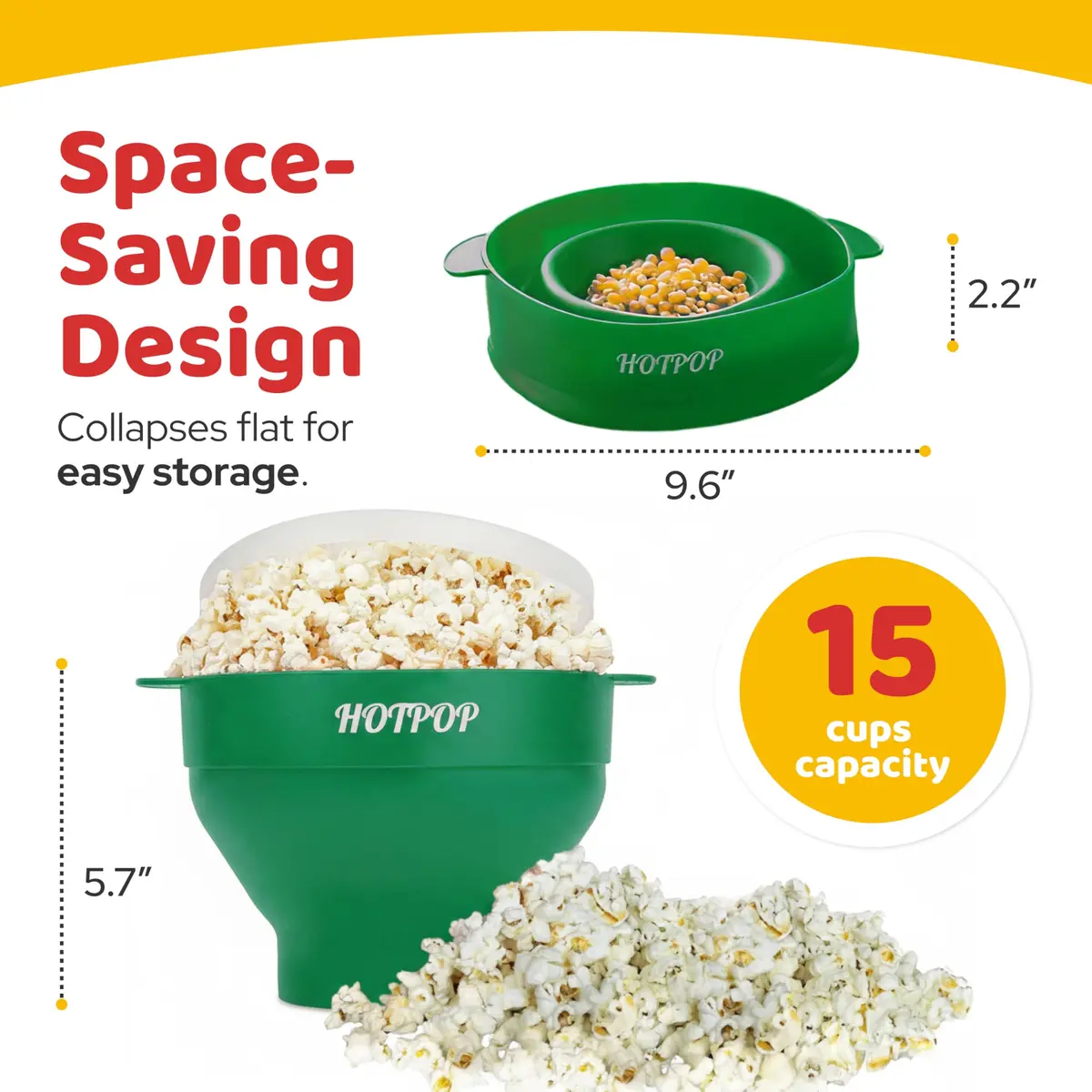 HOTPOP Microwave Popcorn Popper Silicone Bowl 20 Colors | Healthy Snack in Minutes - view 2