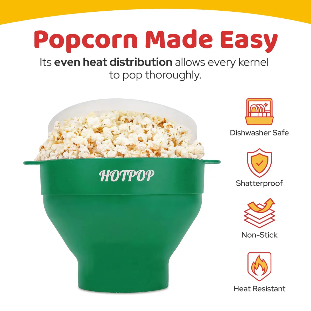 HOTPOP Microwave Popcorn Popper Silicone Bowl 20 Colors | Healthy Snack in Minutes - view 4