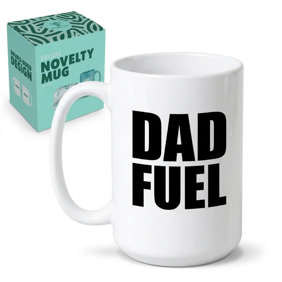 Artisan Owl Dad Fuel Coffee Mug 443ml (15oz) | Funny Ceramic Cup for Father, Husband, Expecting Dad - main product image
