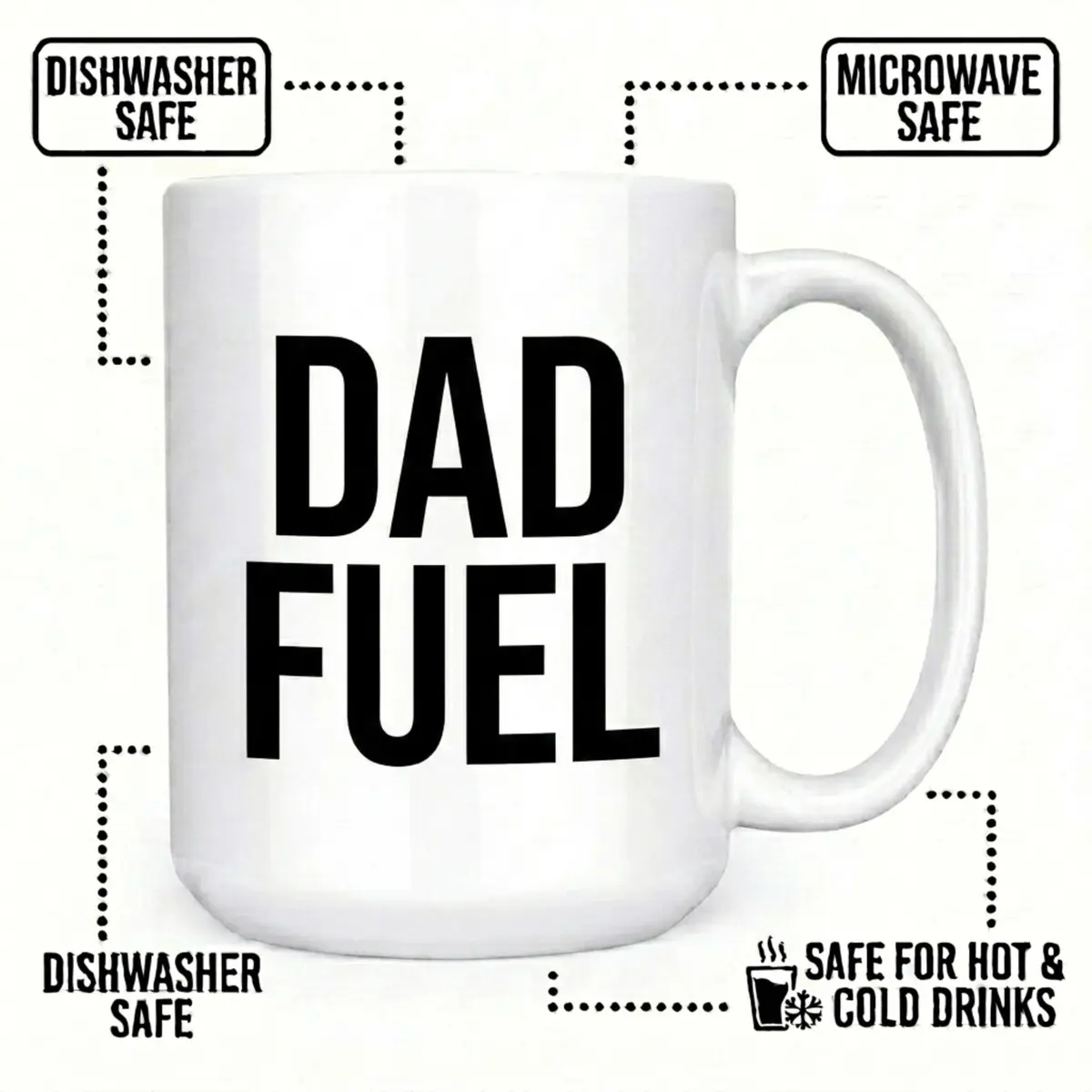 Artisan Owl Dad Fuel Coffee Mug 443ml (15oz) | Funny Ceramic Cup for Father, Husband, Expecting Dad - view 3