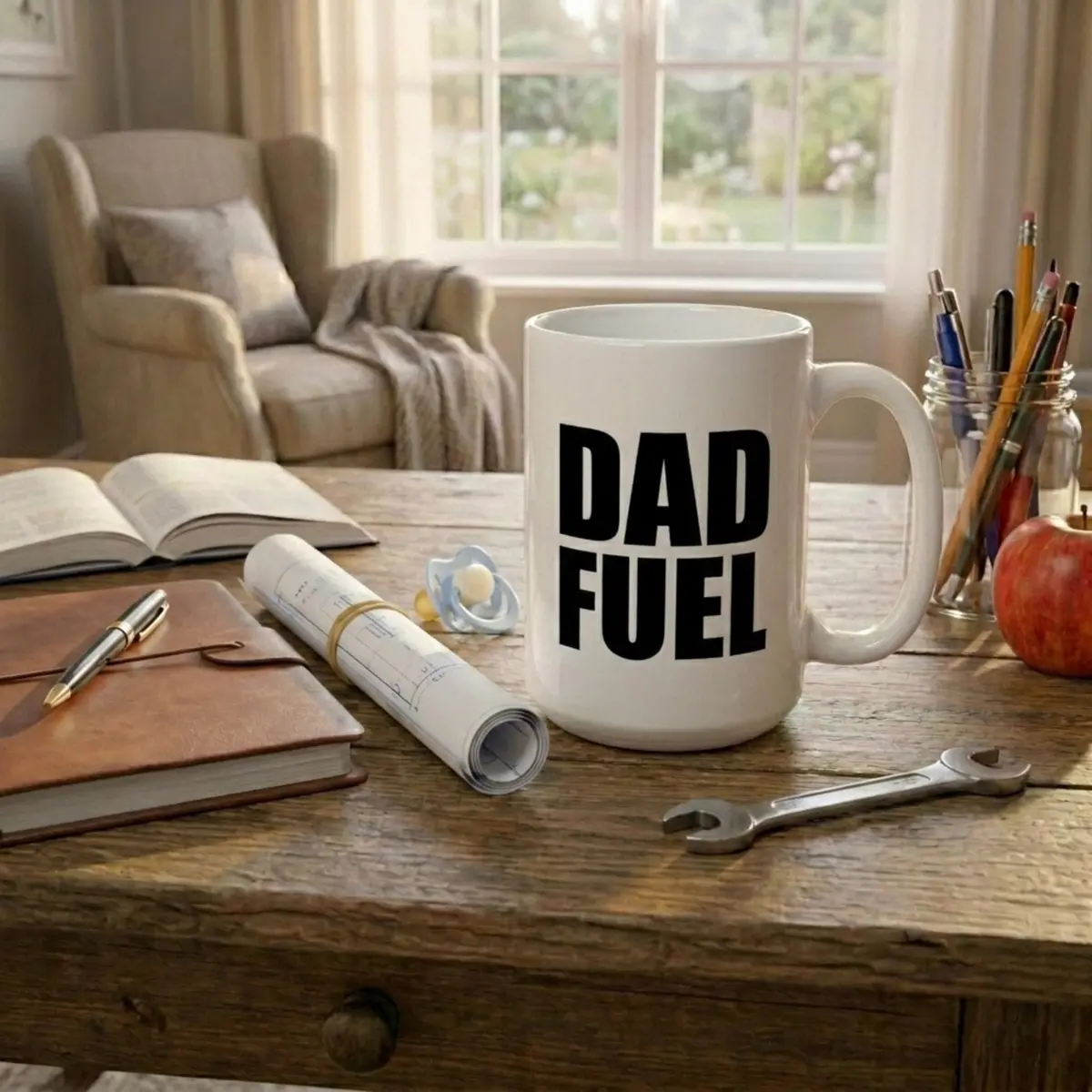 Artisan Owl Dad Fuel Coffee Mug 443ml (15oz) | Funny Ceramic Cup for Father, Husband, Expecting Dad - view 4