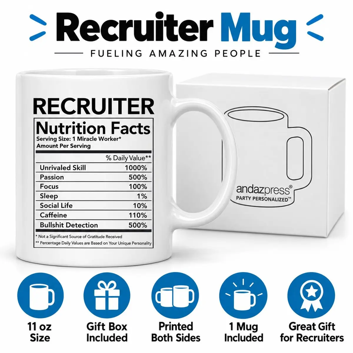 Andaz Press Funny 11oz Ceramic Coffee Mug Thank You Gift for Recruiters | Novelty Gag Birthday Christmas - view 8