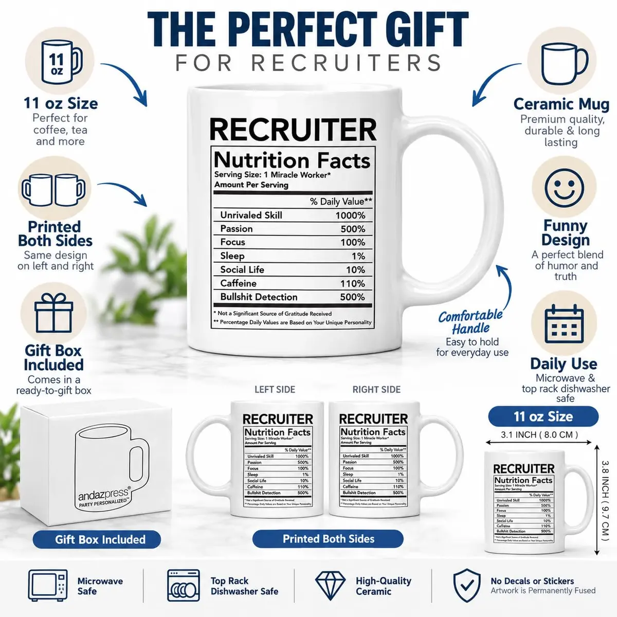 Andaz Press Funny 11oz Ceramic Coffee Mug Thank You Gift for Recruiters | Novelty Gag Birthday Christmas - view 3