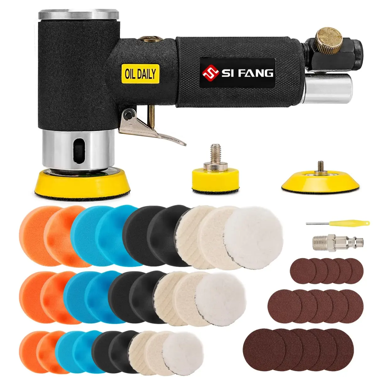SI FANG 1'' 2'' 3'' Mini Random Orbital Air Sander Kit | 748g (1.65 lb) Pneumatic DA Polisher - main product image