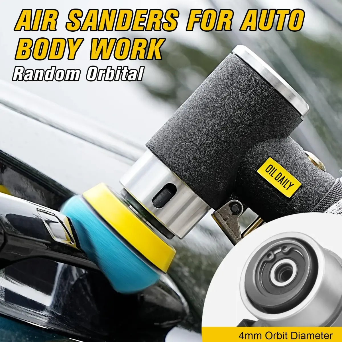SI FANG 1'' 2'' 3'' Mini Random Orbital Air Sander Kit | 748g (1.65 lb) Pneumatic DA Polisher - view 4