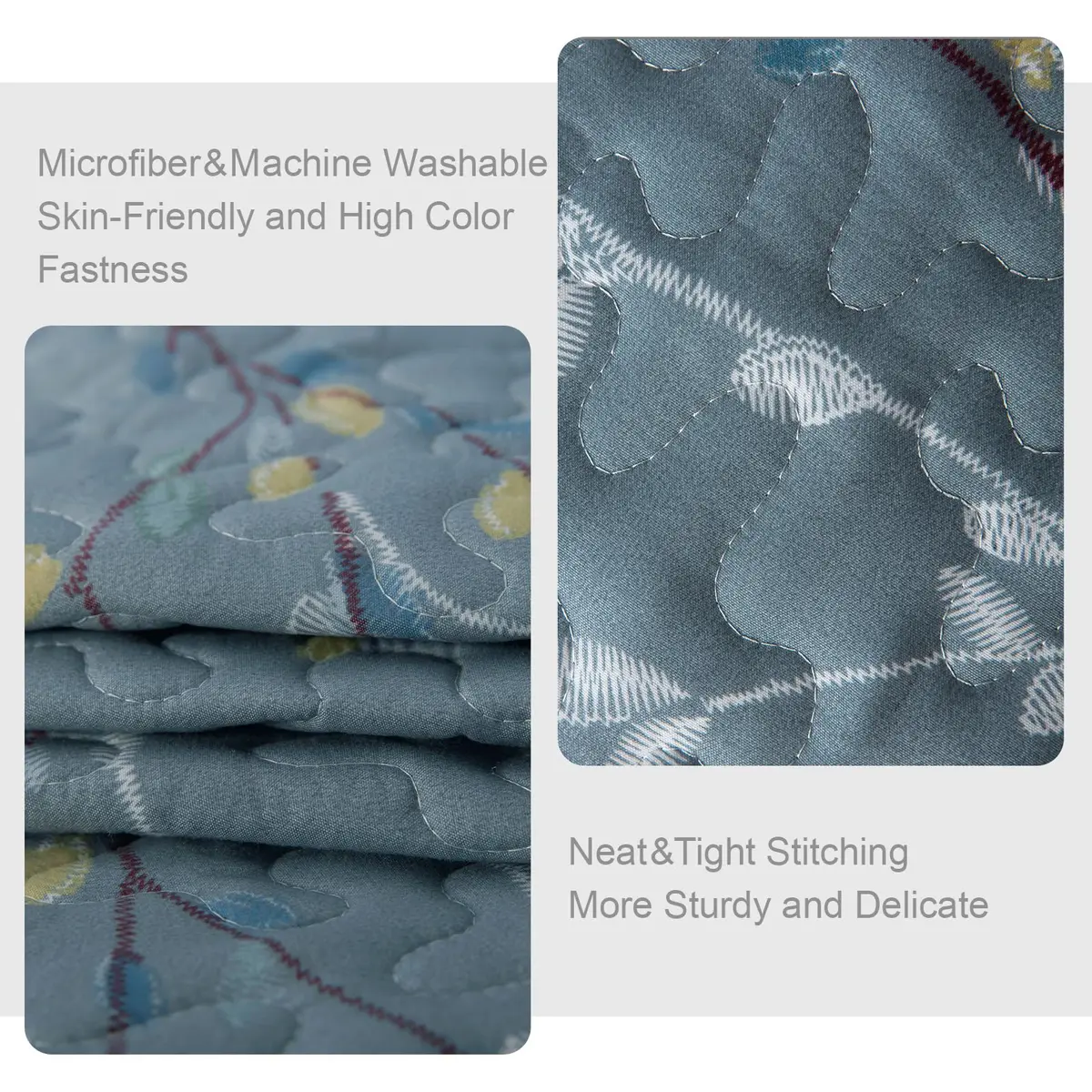 Exclusivo Mezcla Reversible Boho Quilts Queen Size Blue | All-Season Floral Microfiber Bedding - view 5