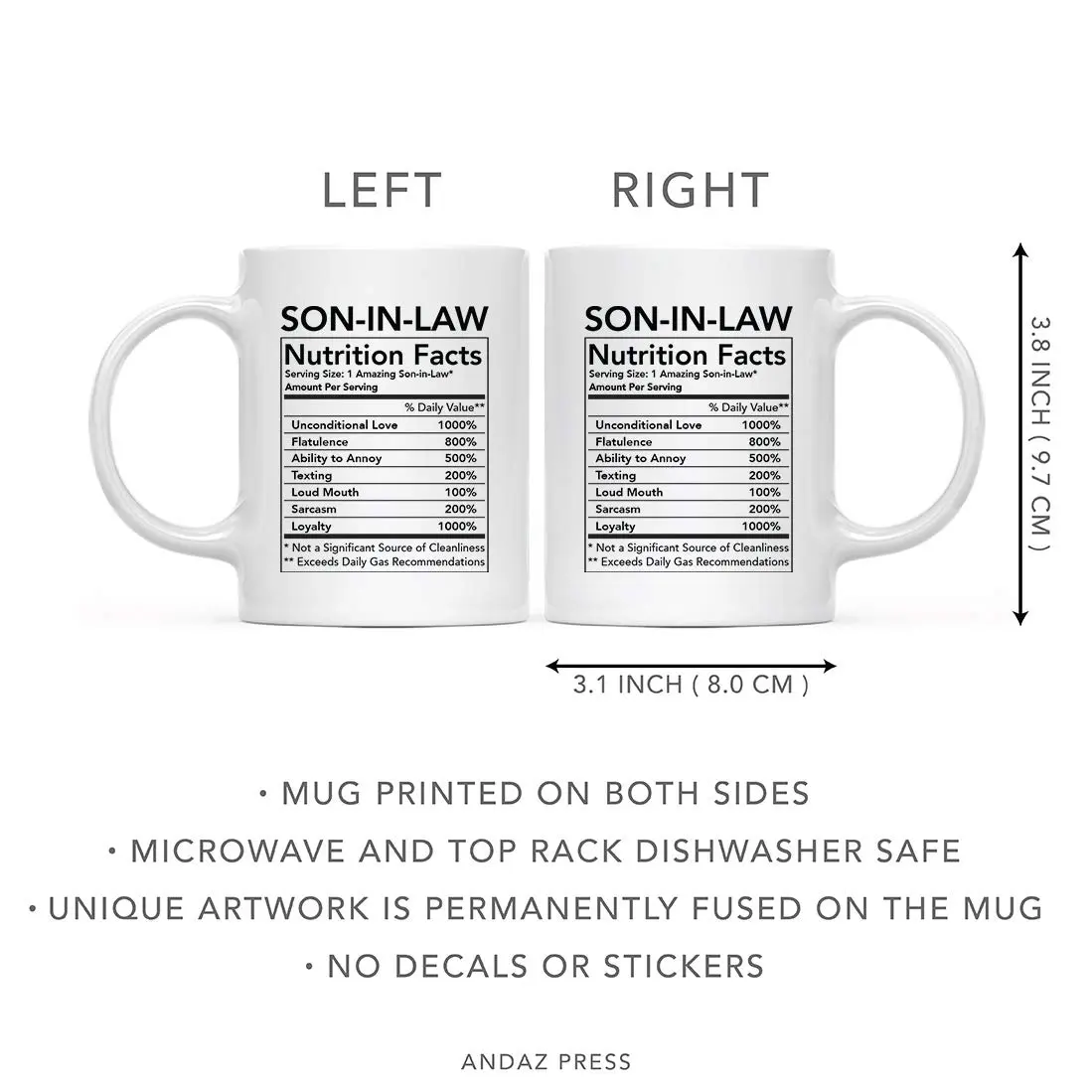 Andaz Press Funny 11oz Ceramic Coffee Tea Mug Thank You Gift Son-in-Law | Novelty Gag Birthday Christmas - view 5