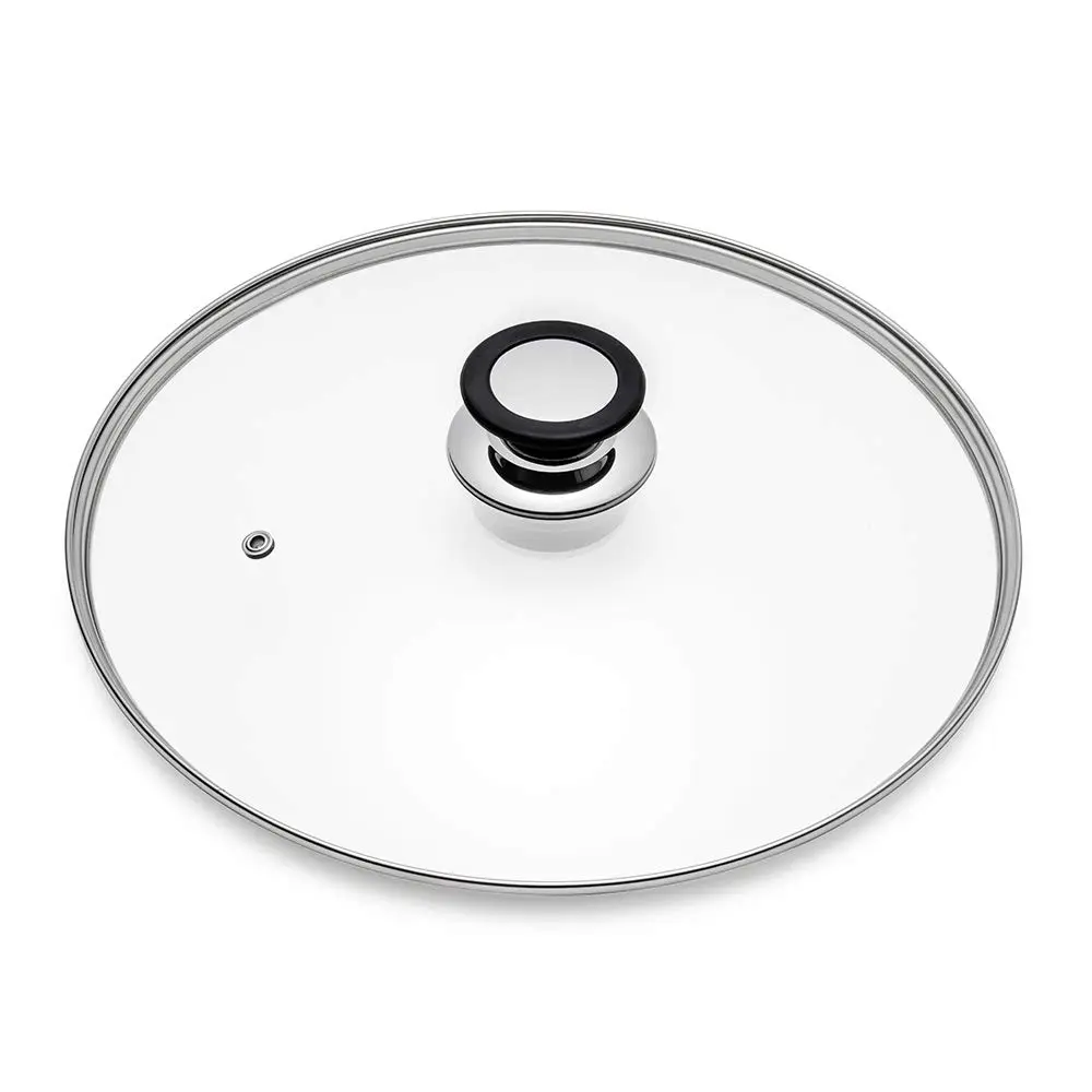ELKKNOVE Glass Lid for Frying Pan, 26cm | Tempered Vented Clear Cover with Silicone Ring - main product image