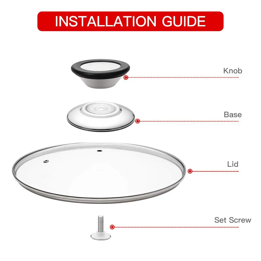 ELKKNOVE Glass Lid for Frying Pan, 26cm | Tempered Vented Clear Cover with Silicone Ring - view 5