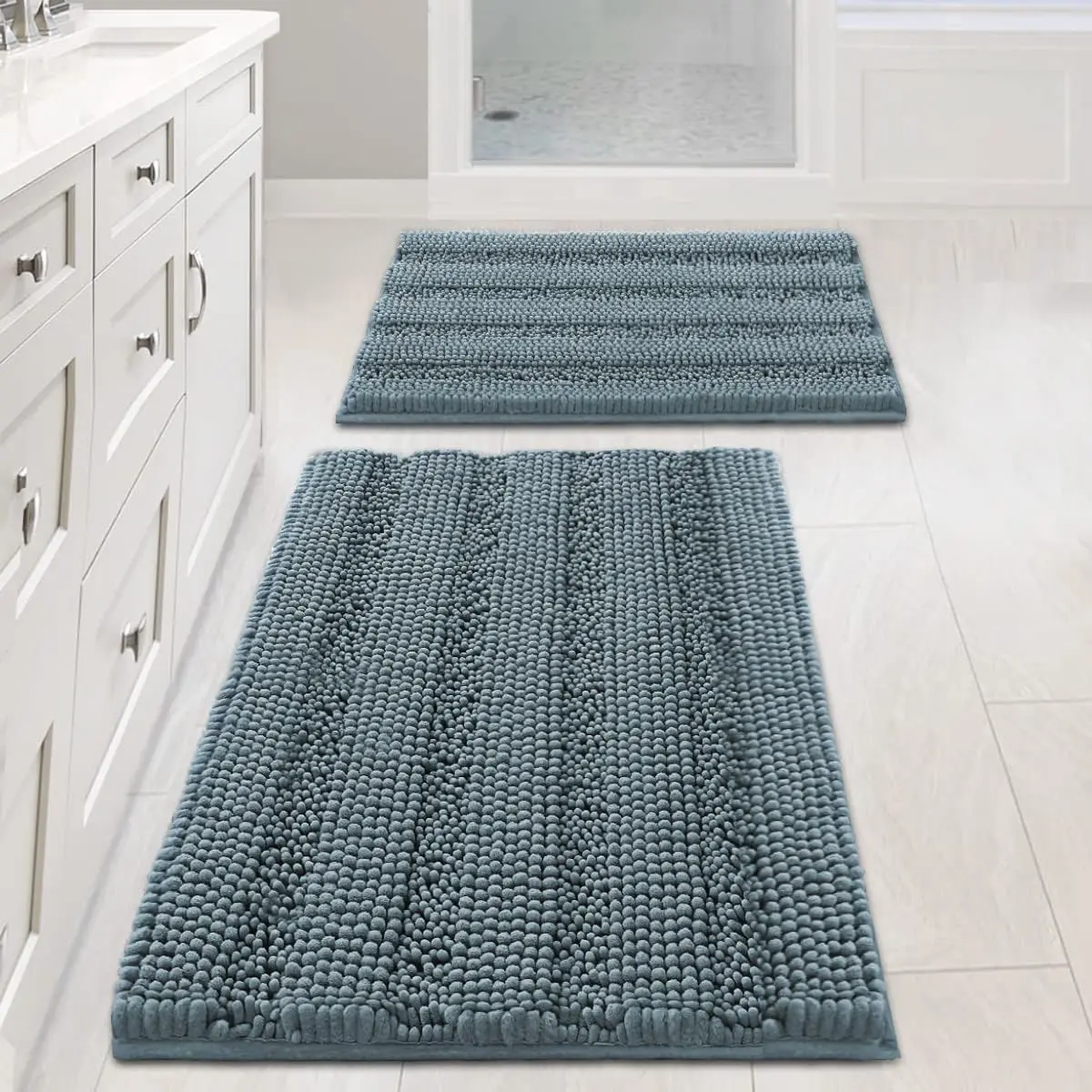 H.VERSAILTEX Thick Chenille Bathroom Rug Mat Set 2 Piece | Ultra Soft & Absorbent, Non Slip, Machine Washable, 20"x32" + 17"x24" - main product image
