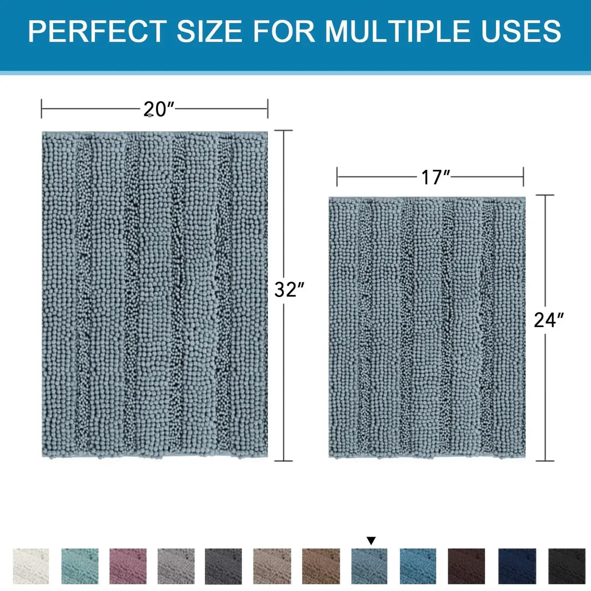 H.VERSAILTEX Thick Chenille Bathroom Rug Mat Set 2 Piece | Ultra Soft & Absorbent, Non Slip, Machine Washable, 20"x32" + 17"x24" - view 5